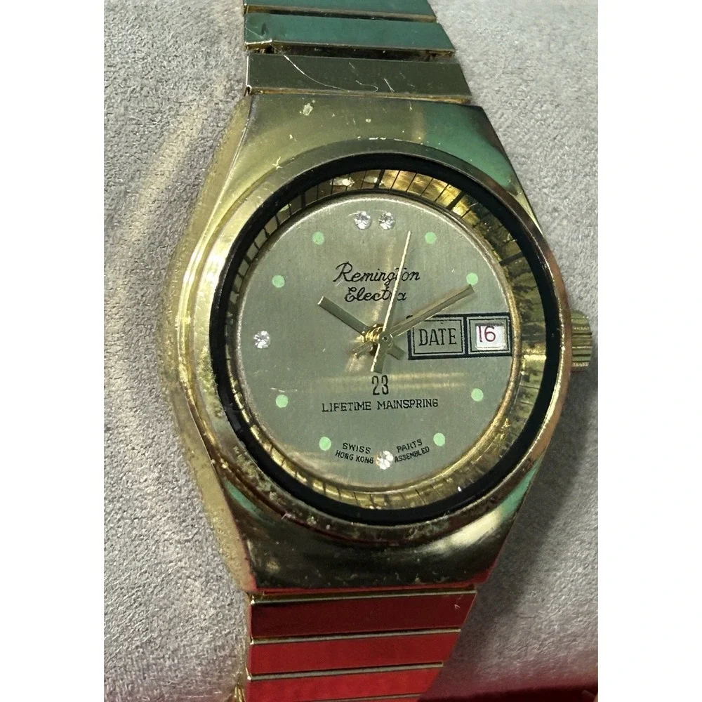 Vintage Remington Electra 23 Lifetime Mainspring‎ Gold Tone Manual Winding Watch